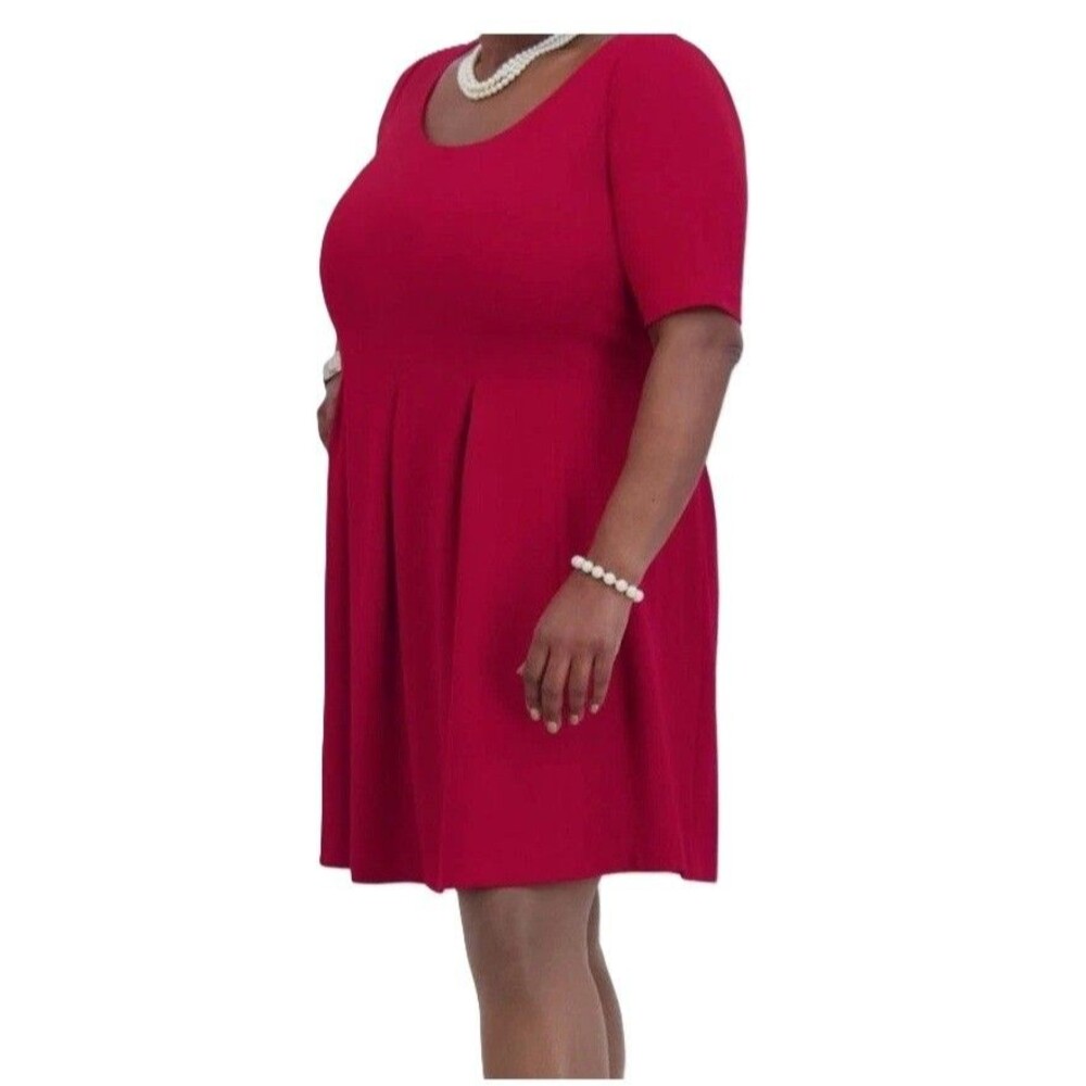 Kasper Womens M Crimson Red Caroline Crepe Scoop Neck Dress NWT CP34